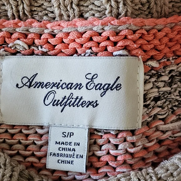 American Eagle Outfitters Colorblock Knit Top - Coral and Beige - Picture 3 of 3